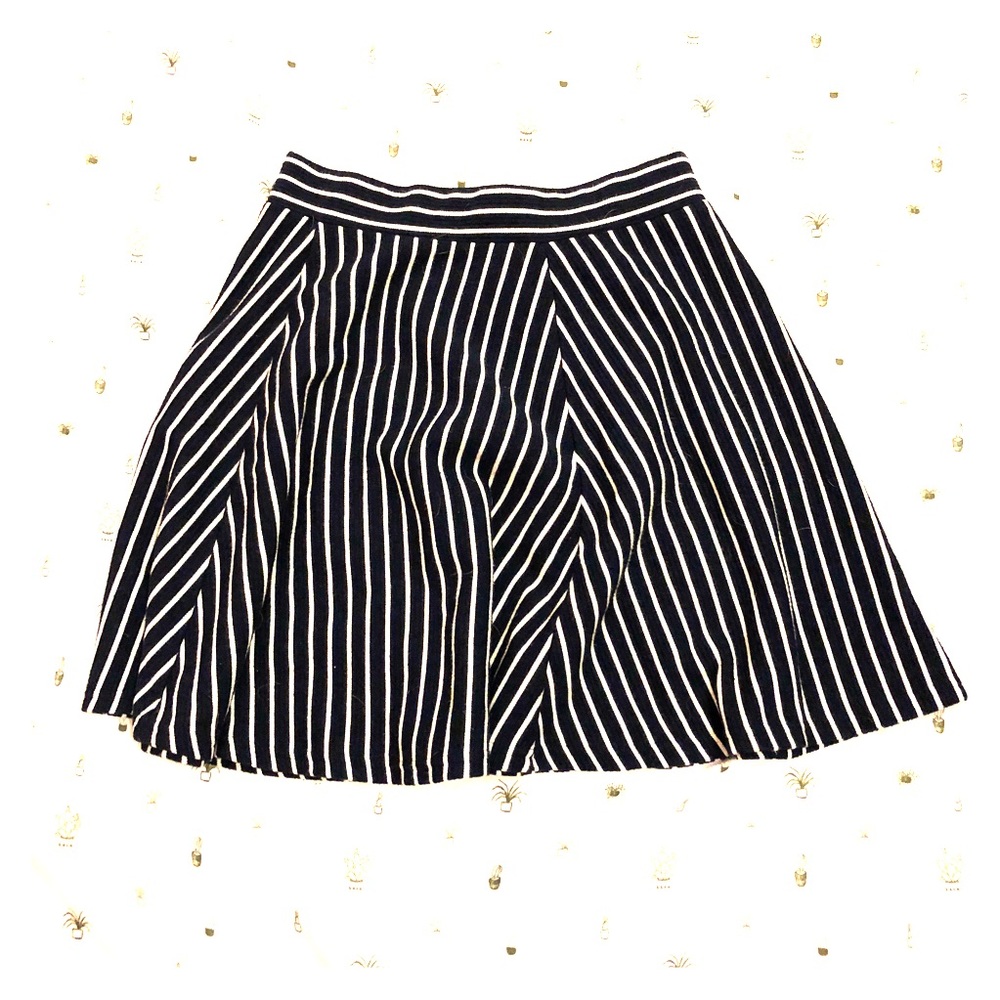 Navy Blue & White striped skirt H&M.